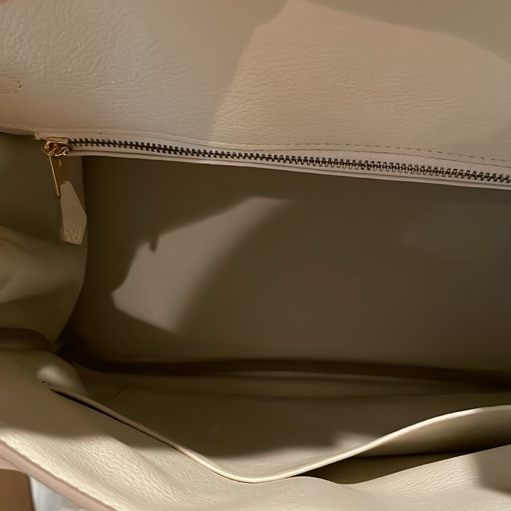 Top Handle Leather Satchel BK Cream White 30cm - Picture 8 of 9